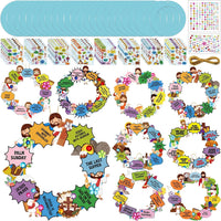 Hollowfly Thanksgiving paper wreath craft kits with gem stickers, ribbons and wool balls
