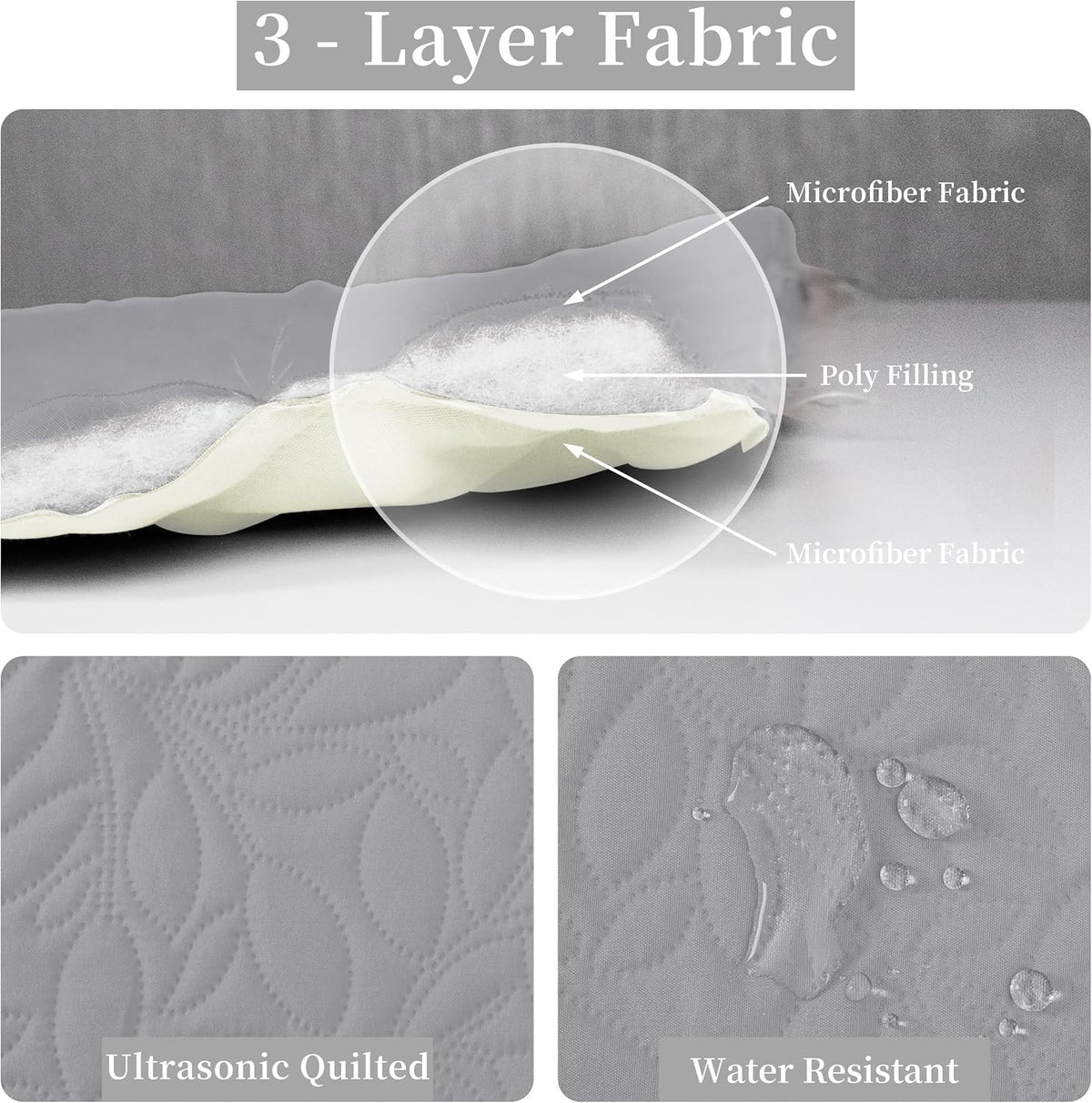 Easy-Going Waterproof Dog Bed Cover Reversible Leak Proof Pet Blanket - Light Gray/Ivory / 68x86 Inch - image 3
