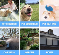 Dog Washing Hose Attachment, 10-in-1 Soap Sprayer Moden Garden Hose Nozzle with 100cc Soap Dispenser, Dog Wash Supplies with Dog Bath Brush & Pet Comb, Foam Gun Car Wash Sprayer (Blue)