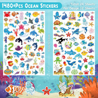 LINAYE 24 Sheets Happy Birthday Stickers, 730 Counts - Ocean 24 Sheets - image 2