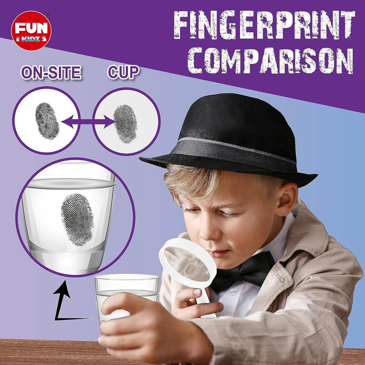 FunKidz detective fingerprint kit for kids with dusting powder, bellows, magnifier and spy glasses - view 2