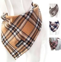 Soft Washable Plaid Bandanas for Dogs and Cats - Light Khaki / Small