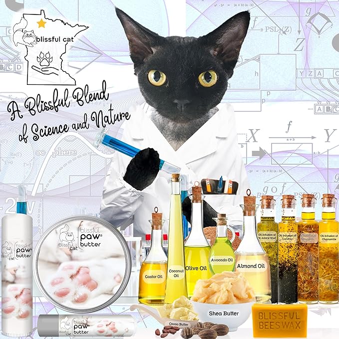 The Blissful Cat Paw Butter, Moisturizer for Dry Paw Pads, Softens and Protects Rough Feet, Versatile, Lick-Safe Balm, 0.15 oz.