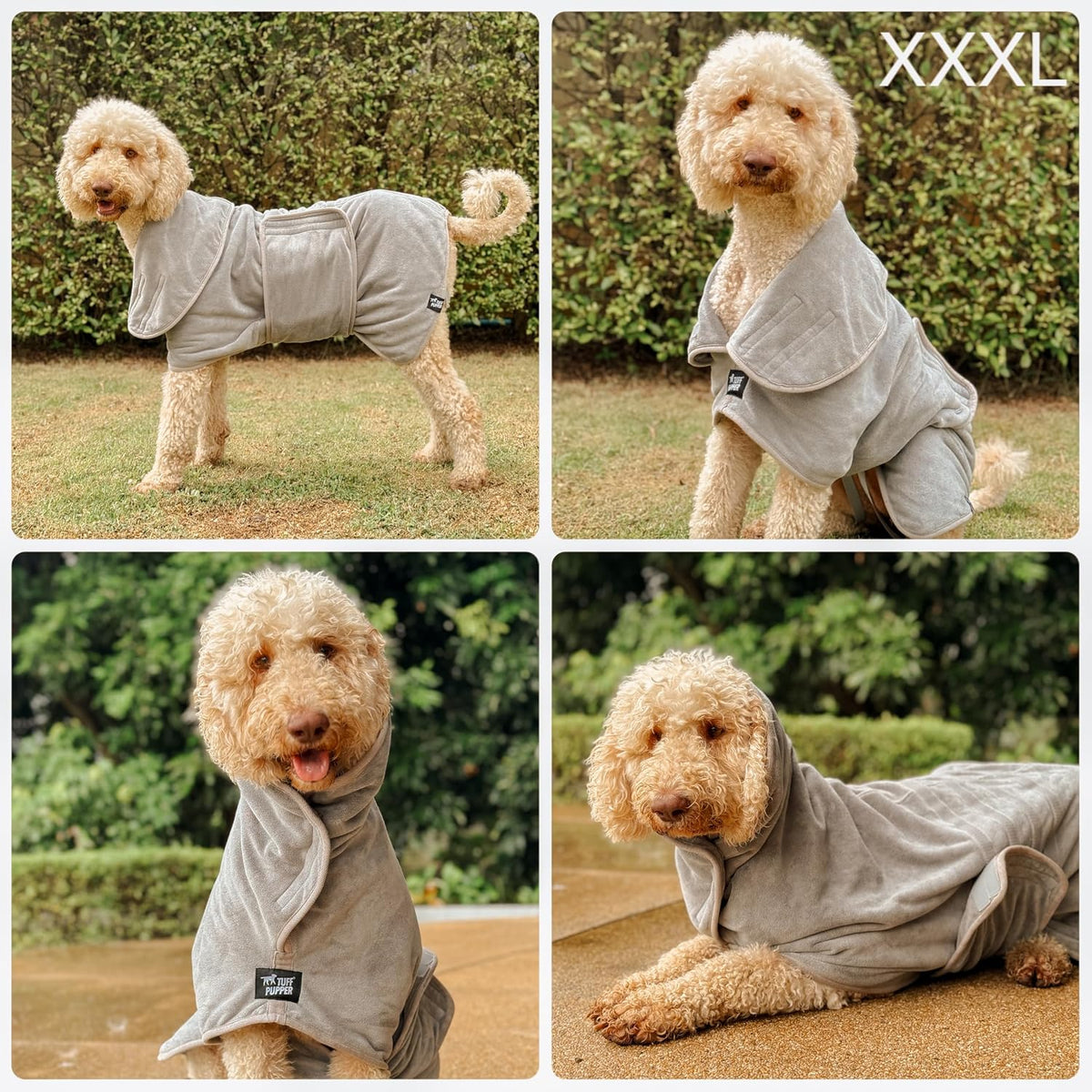 Tuff Pupper Fast Drying Dog Bath Robe - Gray / XXX-Large - image 3