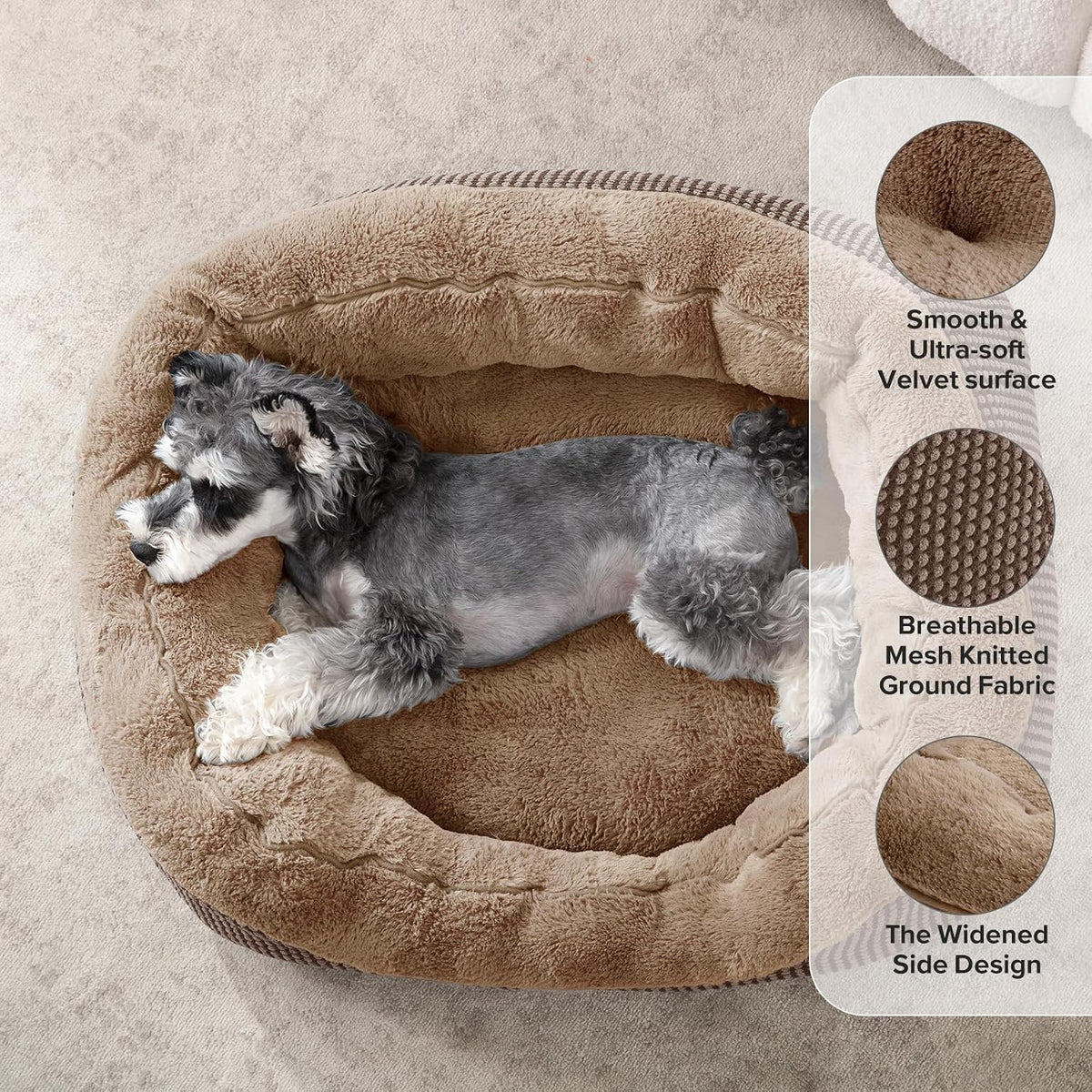 Medium Dog Beds for Medium Dogs Washable - S PLUS (25"x21"x8") / Dark Brown - image 2