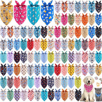 Sweetude 100 Pcs Dog Bandanas Bulk Triangle Bibs Adjustable - Cute