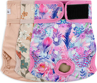 Washable Female Dog Diapers - XX-Large(27.5"-33"Waist) / Colorful and Pink Flowers