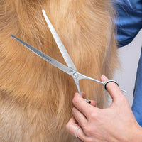 Tweezerman 9" Pet Grooming Scissors with Safety Round Tips, Professional Curved Grooming Shears for Medium to Large Dogs