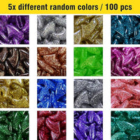 zetpo Cat Nail Caps | Cat Claw Covers | with Adhesives and Applicators (M, 5X Glitter Random Colors | 100 pcs)