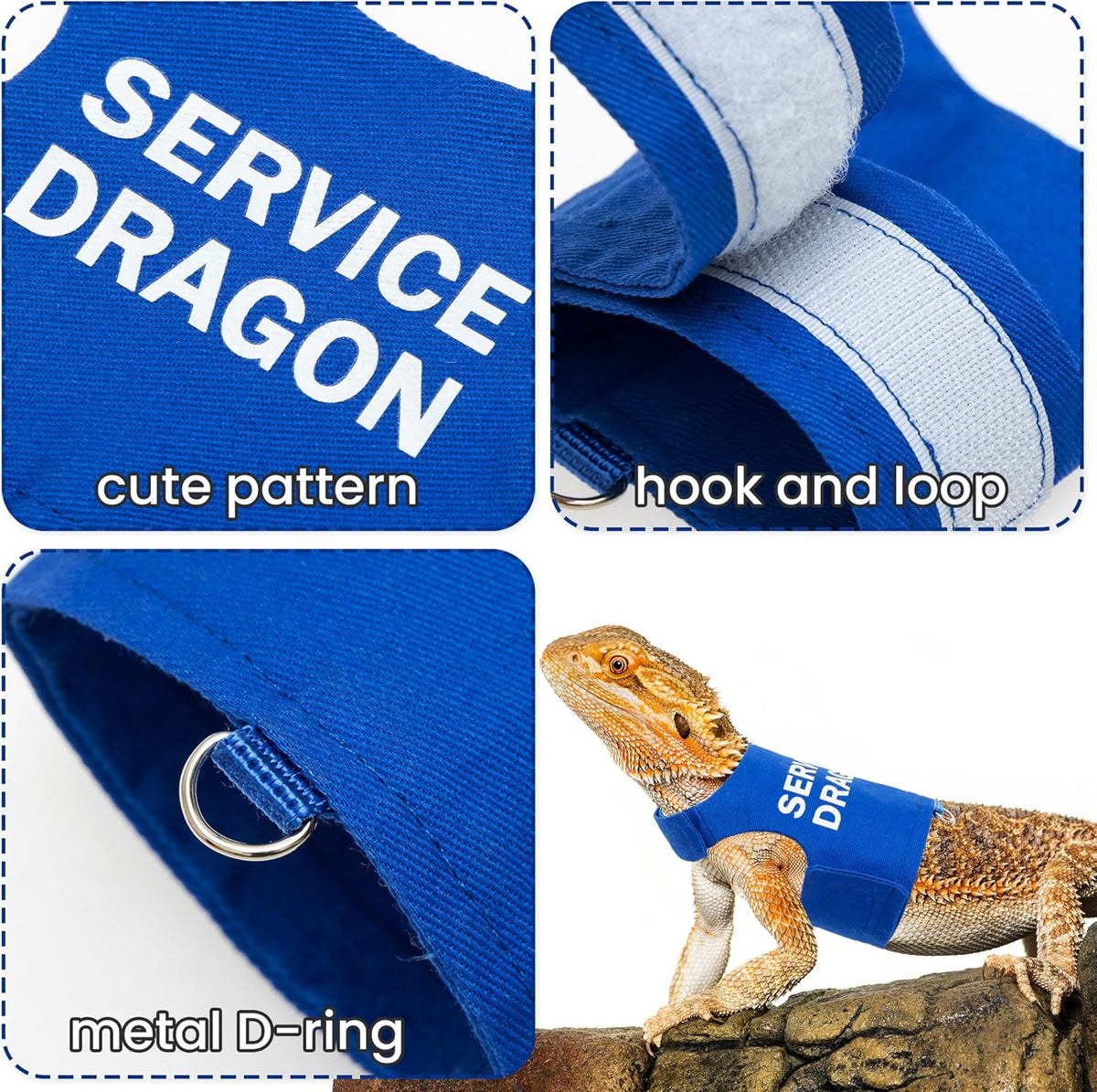 Bearded Dragon Harness and Leash Set, Escape Proof Reptile Vest – Essentials for Reptiles And Amphibians - Blue - image 4