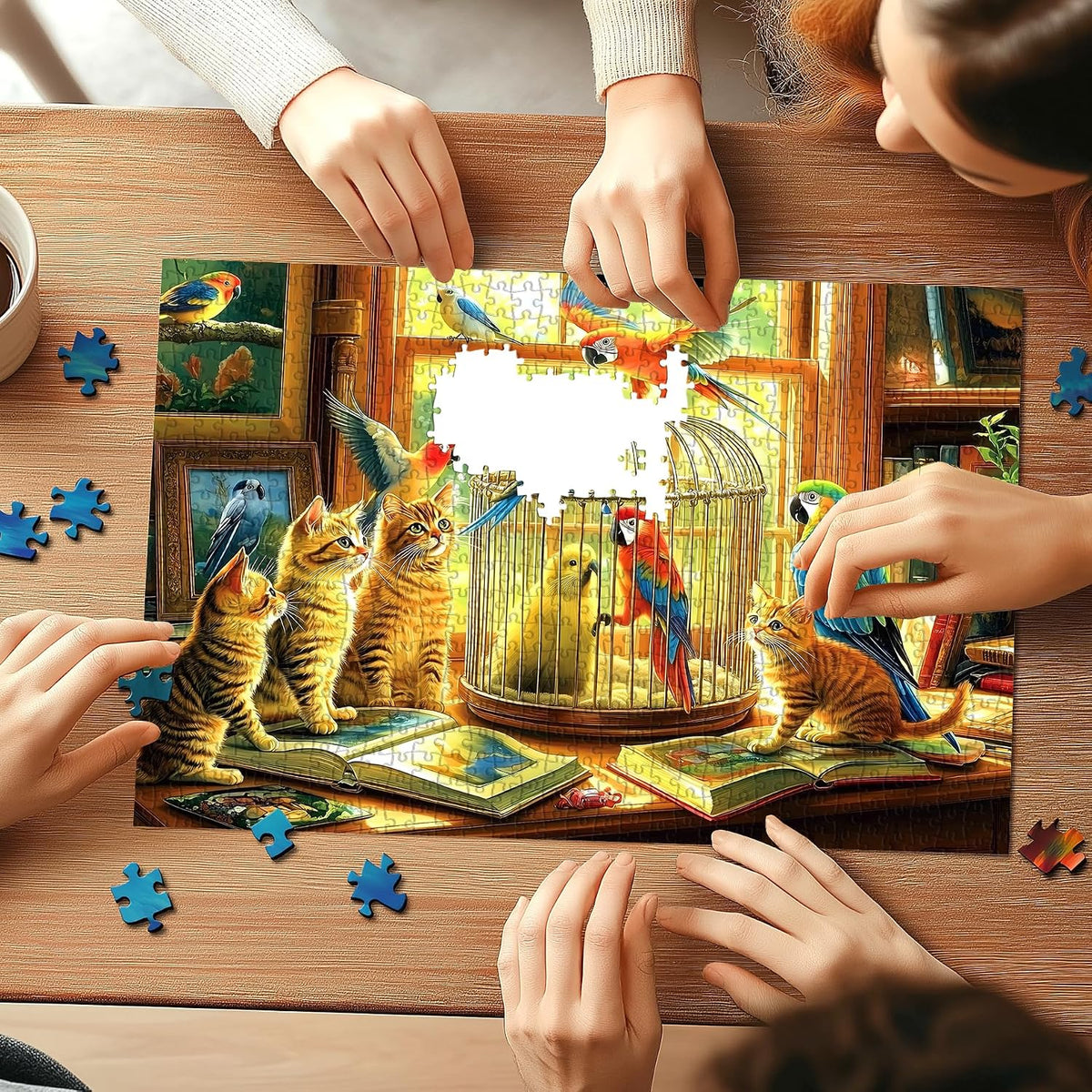 Halloween Puzzle 500 Piece with Lettered for Adults Gift - 500piece - Kitten & Parrot - 23x15" / Retired Models - image 4