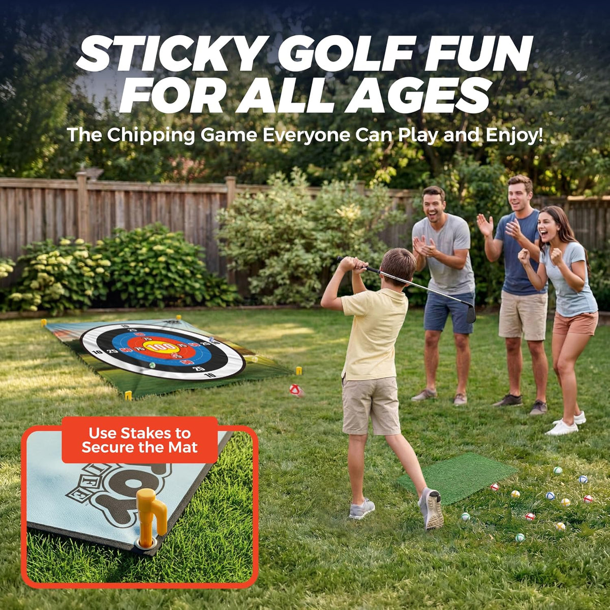 TOY Life Golf Chipping Mat Game, 20 Sticky Balls, Family Play – Fun for Kids & Family - Dart Board Style - image 4