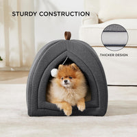 Bedsure 2in1 Cat Beds for Indoor Cats Cave for Kitten with Washable - L(17.3x17.3x17.3) / Dark Grey - image 3