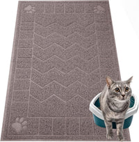 Cat Litter Box Mat, 47" x 35" Large Waterproof Litter Trapping Mat – Daily Care for Cats - Sand Grey / X-Large（35" x 24" )