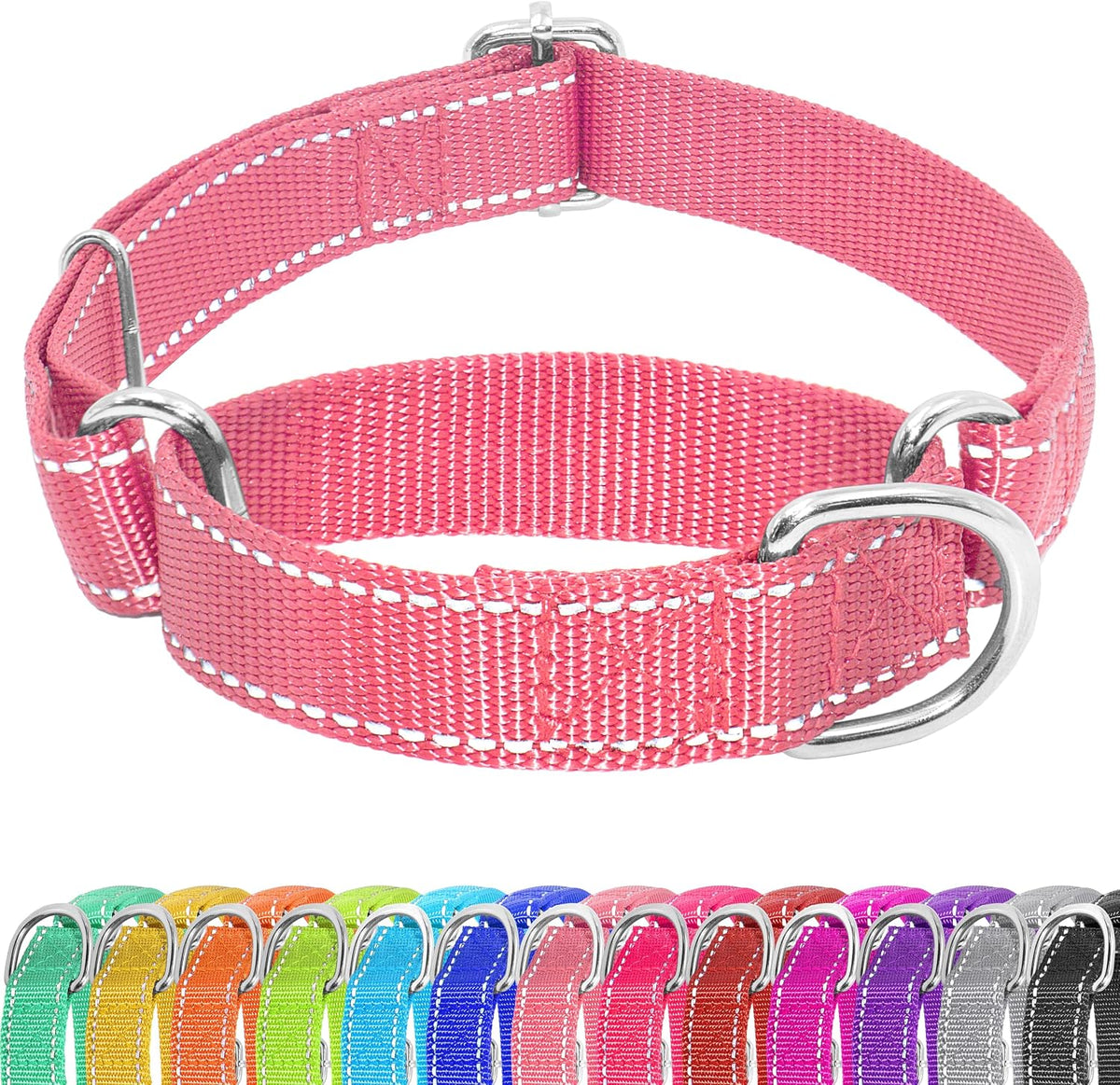 Martingale Dog Collar, Adjustable No Buckle Slip Collar, XS - A1-Pink / X-Small(Length:9-12'', Width:5/8'')