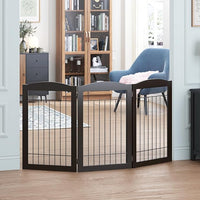 Spirich Freestanding Wire Pet Gate for Dogs, 30 inches Tall Dog Gate for The Houes, Doorway, Stairs, Pet Puppy Safety Fence, 3 Panels