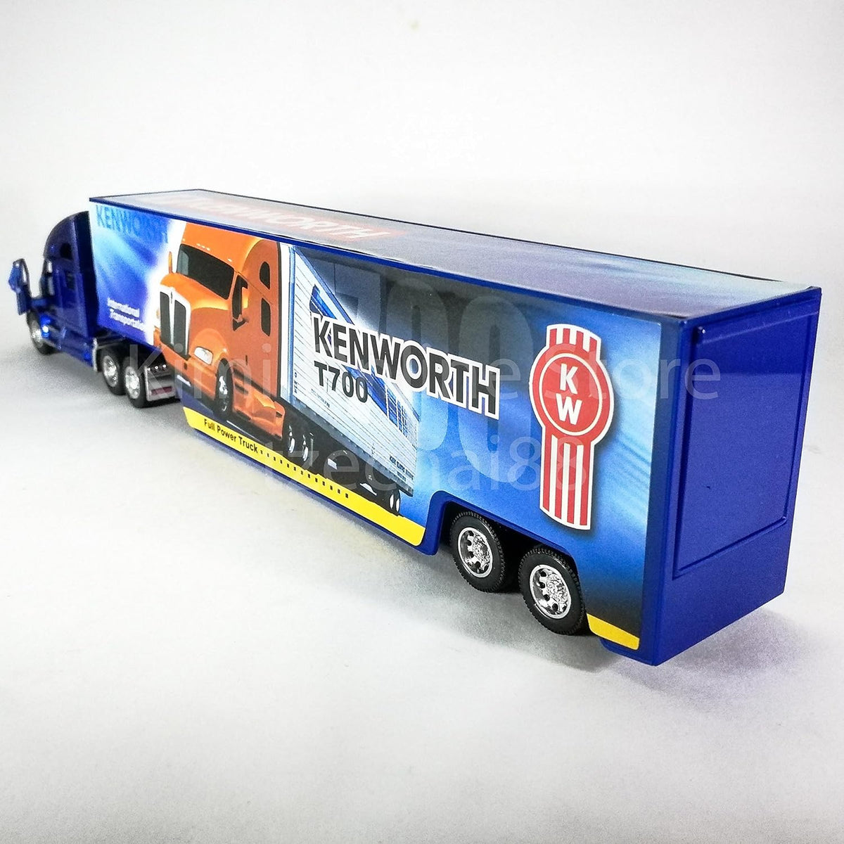 KiNSMART Kenworth T700 Container Truck, 1:68 Scale - Blue With Decals - image 3