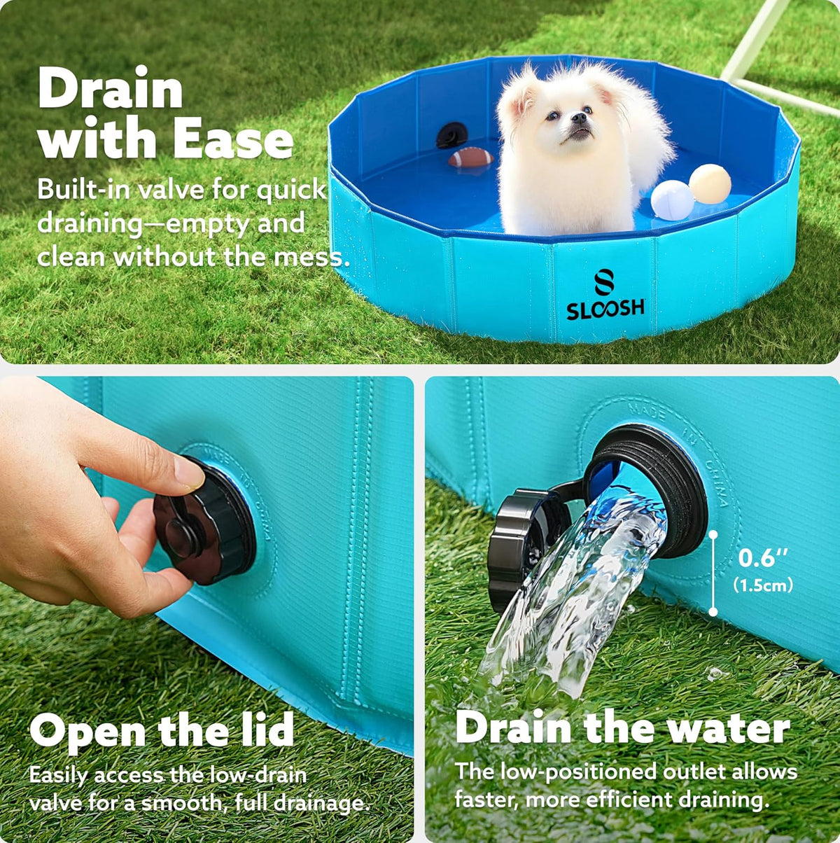 SLOOSH Foldable Dog Kiddie Pool - Blue / 32" x 8" - image 2
