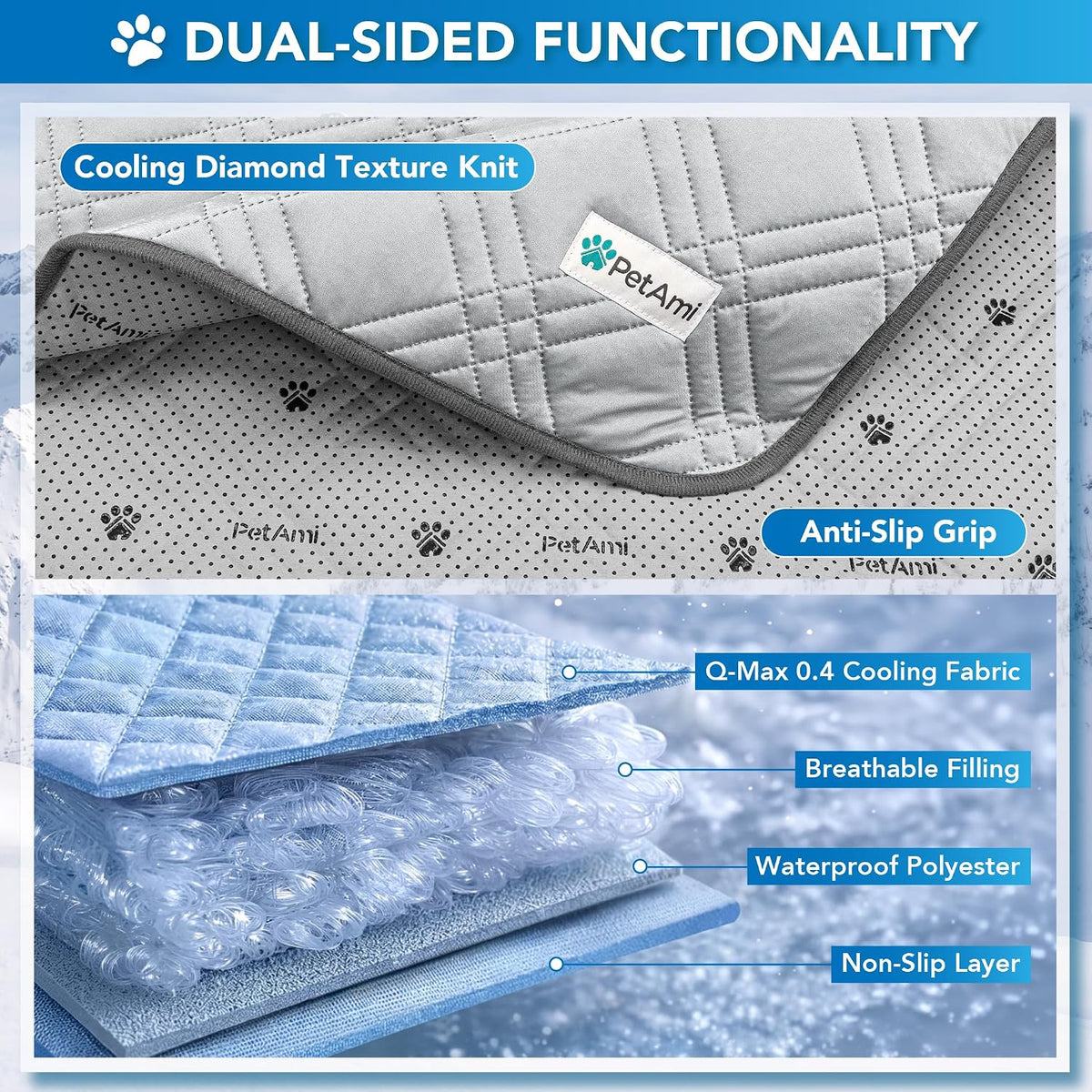 PetAmi Waterproof Dog Cooling Mat Pet Pad for Crate Couch Bed - Light Grey / Medium (29x40) - image 4