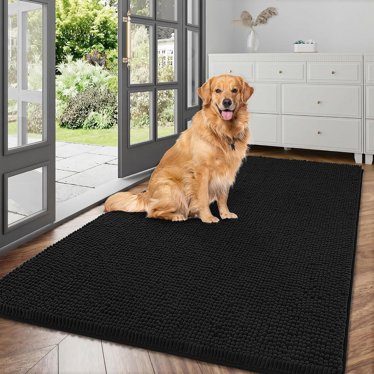 Dog Door Mat for Muddy Paws - 96"L x 48"W x 1.0"Th / Black