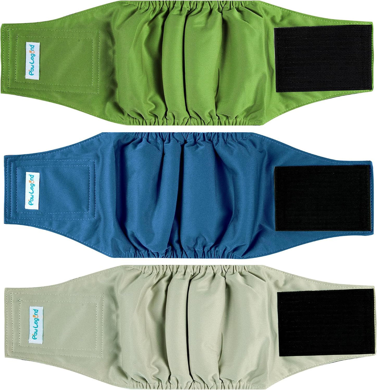 Paw Legend Washable Dog Belly Band Wrap Diapers for Male Dog - Army, Grey, Navy (Black Lining) / Small