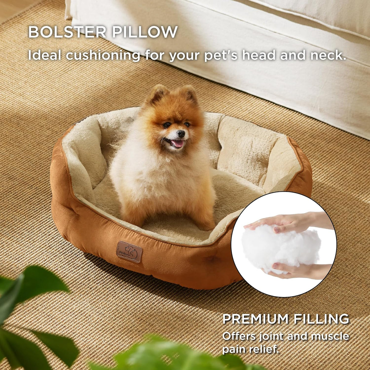 Bedsure Small Dog Bed Washable, Round Cat Beds for Indoor Cats - 25"L x 21"W x 8"Th / Terracotta - image 3