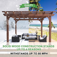 MUPATER 12×12 FT Outdoor Pergola with Roof, Wooden Pergola Kit with Stakes, Wood Garden Shelter Structure for Climbing Plant, Snow and Wind Supported, Shade for Patio, Backyard, Deck