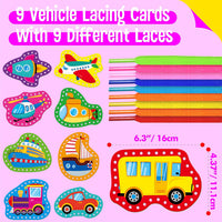 SpriteGru 9 Pieces Kids Lacing Cards - Vehicle-B - image 2