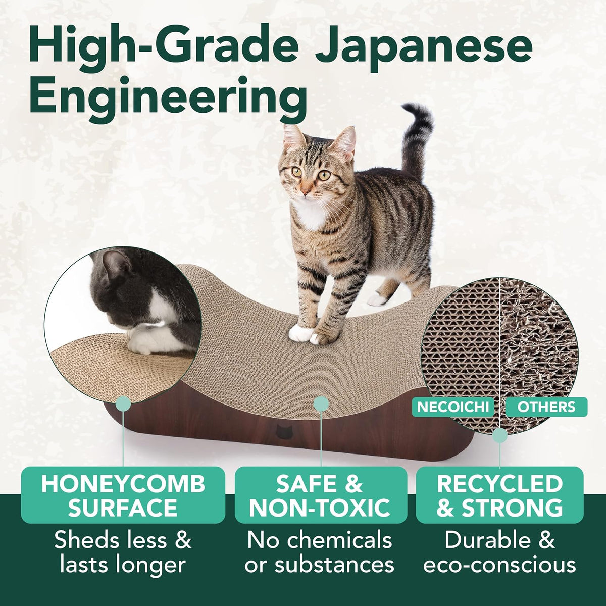 Necoichi Cardboard Cat Scratcher Bed for Indoor Cats - Large / Dark Cherry - image 3