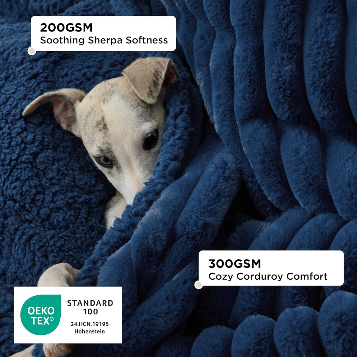 Bedsure ComfyFleece Waterproof Dog Blankets for Large Dogs - M(30x40")-1pc / Night Blue - image 2