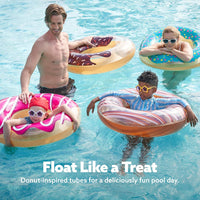 Sloosh 4 Pack Inflatable Pool Floats, Pool Tube Rings - Donut - image 2