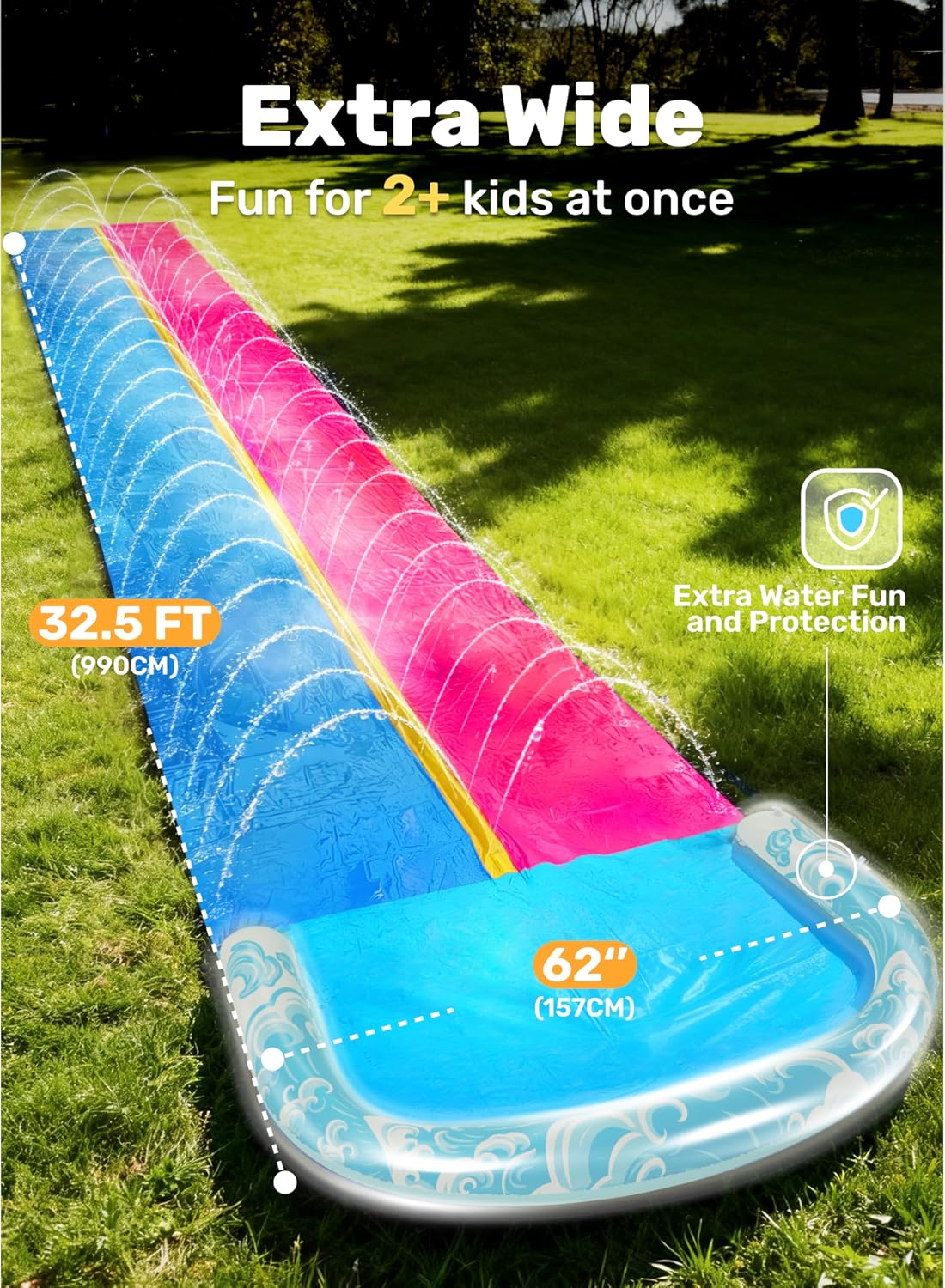 JOYIN 22.5ft Water Slides and 2 Bodyboards - Blue, Pink / 32.5ft - image 2