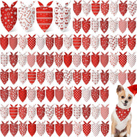 Chunful 100 Pcs Fall Dog Bandanas Bulk Maple Leaf Print Autumn Pet - Red white / 31.5 x 21.7 x 21.7"