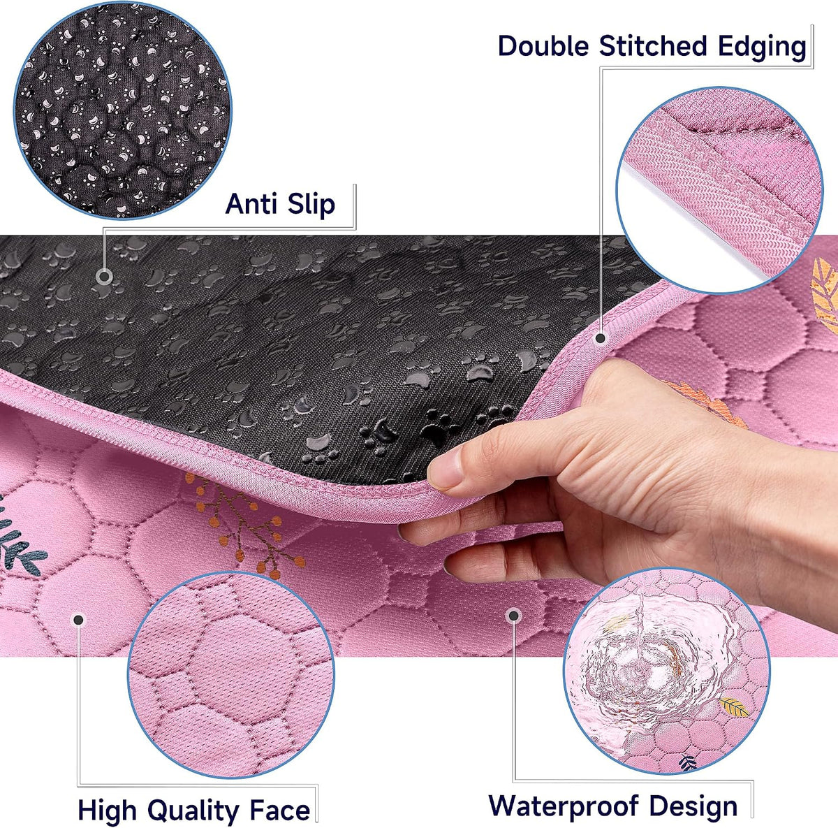 Washable Pee Pads for Dogs - Leaves - Pink / 18x24 Inch (Pack of 2) - image 4