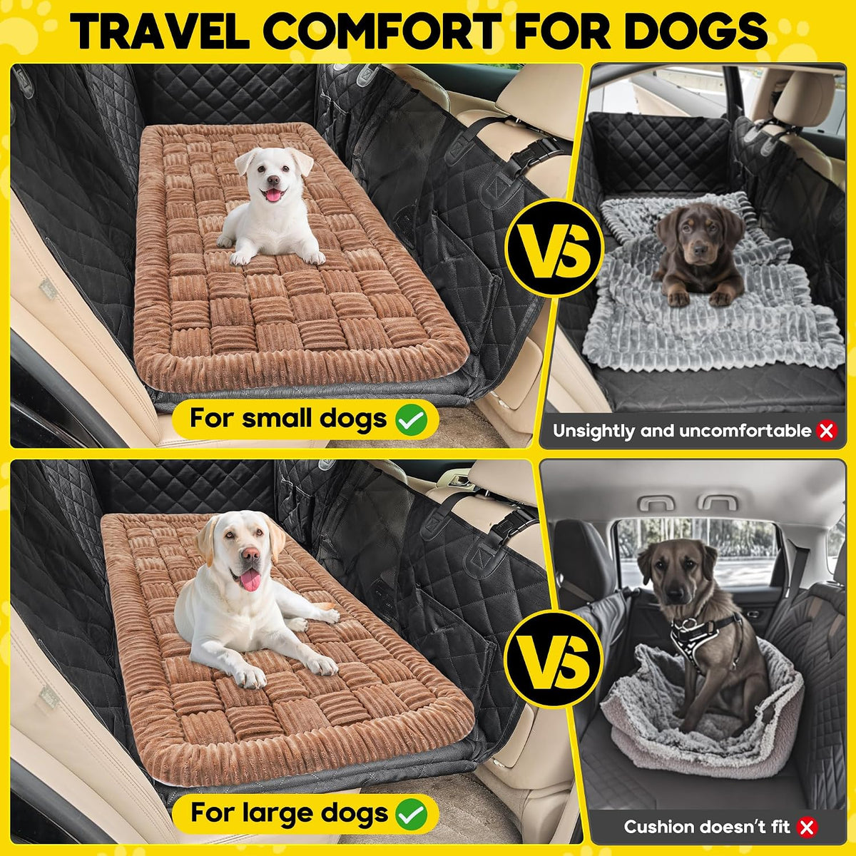 Dog Car Bed Mat Non-Slip Backseat Extender Dog Bed 50" x24.6" – Essentials for Dogs - Brown / For Truck//Large SUVs（56"x28.7") - image 3