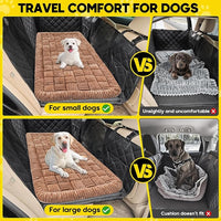 Dog Car Bed Mat, Non-Slip Backseat Extender Pet Blanket, Plaid Dog Bed for Trucks, Sedans & Large SUVs, Chew-Resistant Travel Pad for Dogs, Easy Clean & Scratch-Proof & Comfort（56"x28.7" Brown