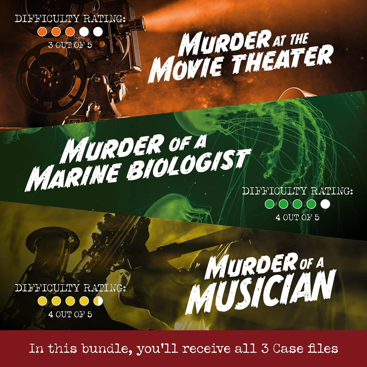 Cryptic Killers Bundle #1 murder mystery game with three cold case files - view 2