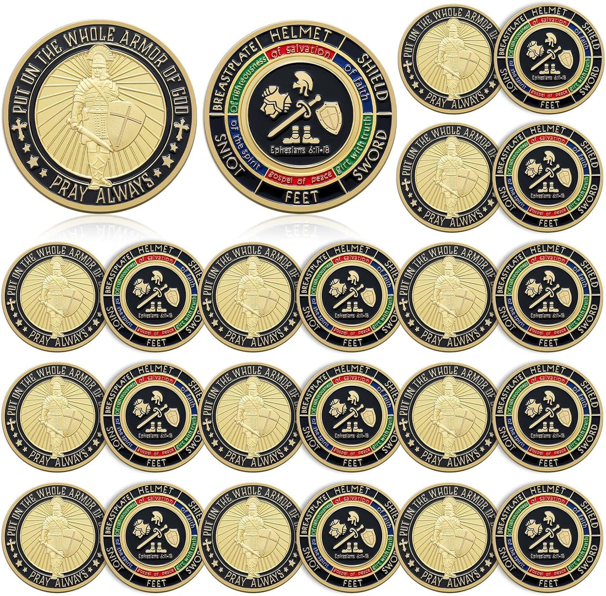 Nosiny 20 Pcs Armor of God Coins Metal Christian Challenge Coins - Classic