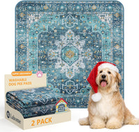 Lahome Botanical Washable Reusable Pee Pads for Dogs, 36x48 - Blue / 3FT x 3FT (Pack of 2)