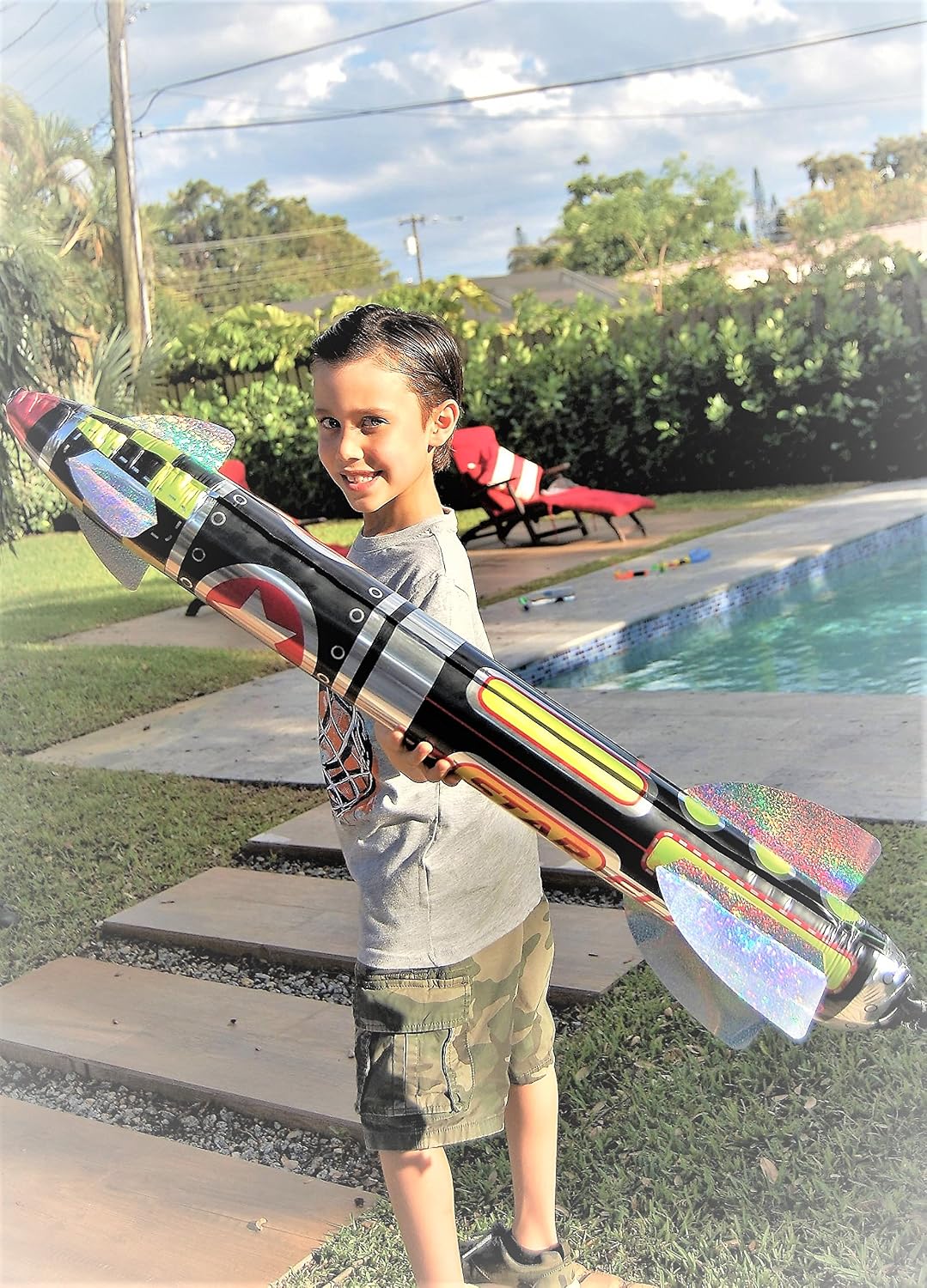 JA-RU giant 41 inch inflatable rocket toy, metallic foil space shuttle - view 4