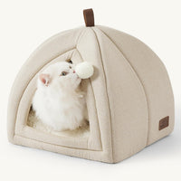 Bedsure 2in1 Cat Beds for Indoor Cats Cave for Kitten with Washable - M(16x16x16) / Beige