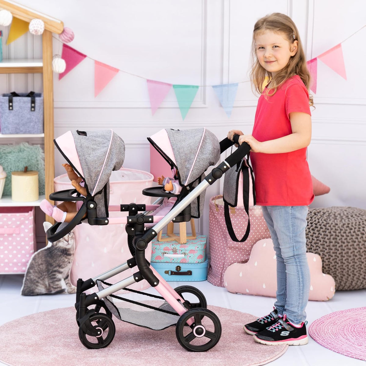 Bayer Twin Doll Pram Neo, 2-Seater Stroller - image 2