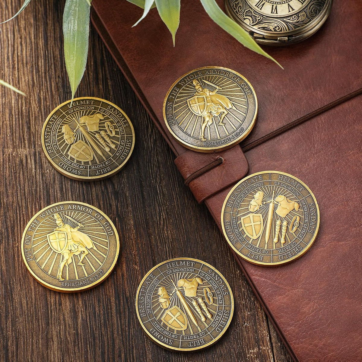 Nosiny 10 piece armor of God prayer coins in classic style alloy metal - view 19
