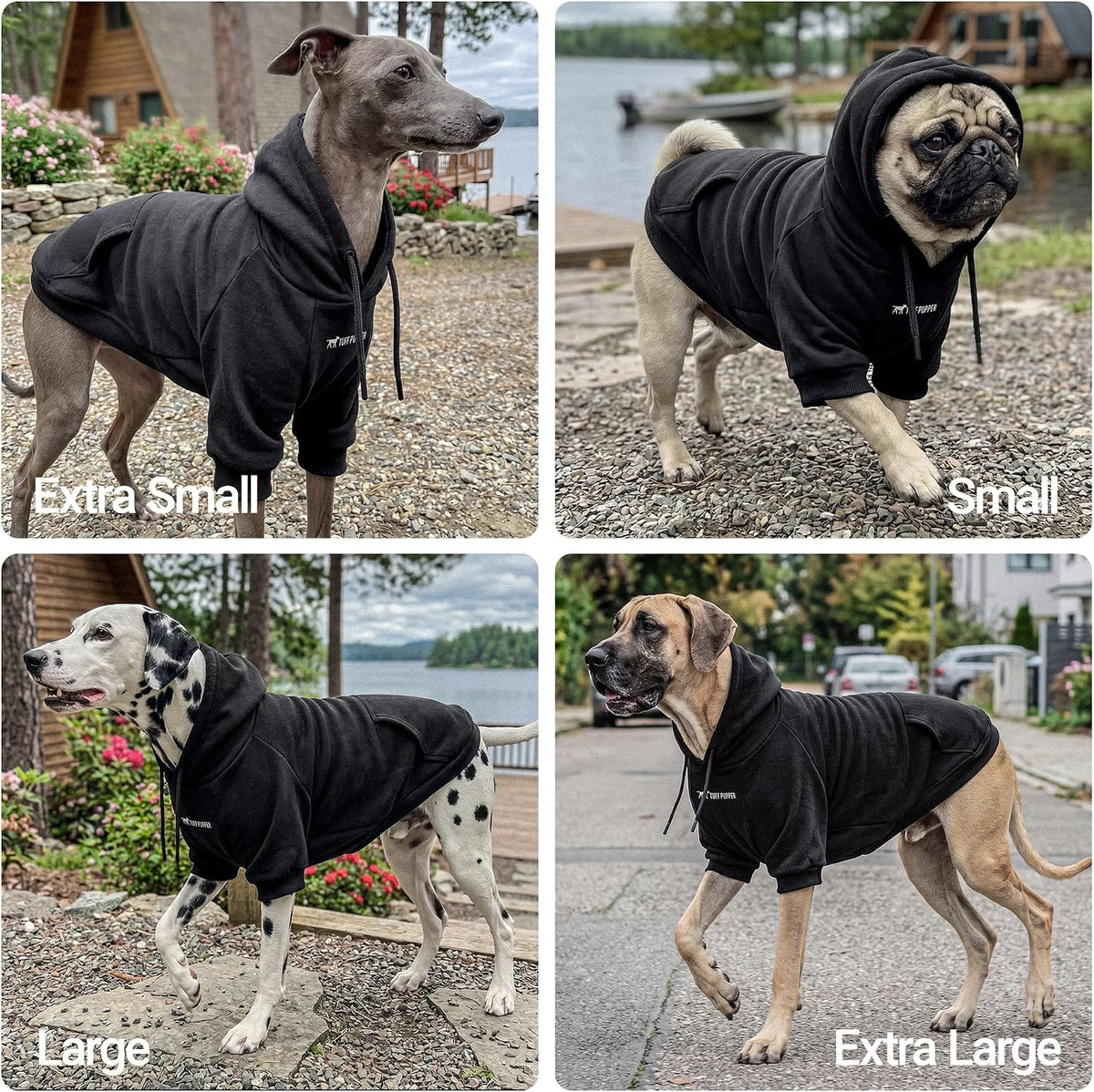 Tuff Pupper Dog Hoodie, Premium Quality Insulated Fabric - Black / Small (15-25 lbs) - image 3