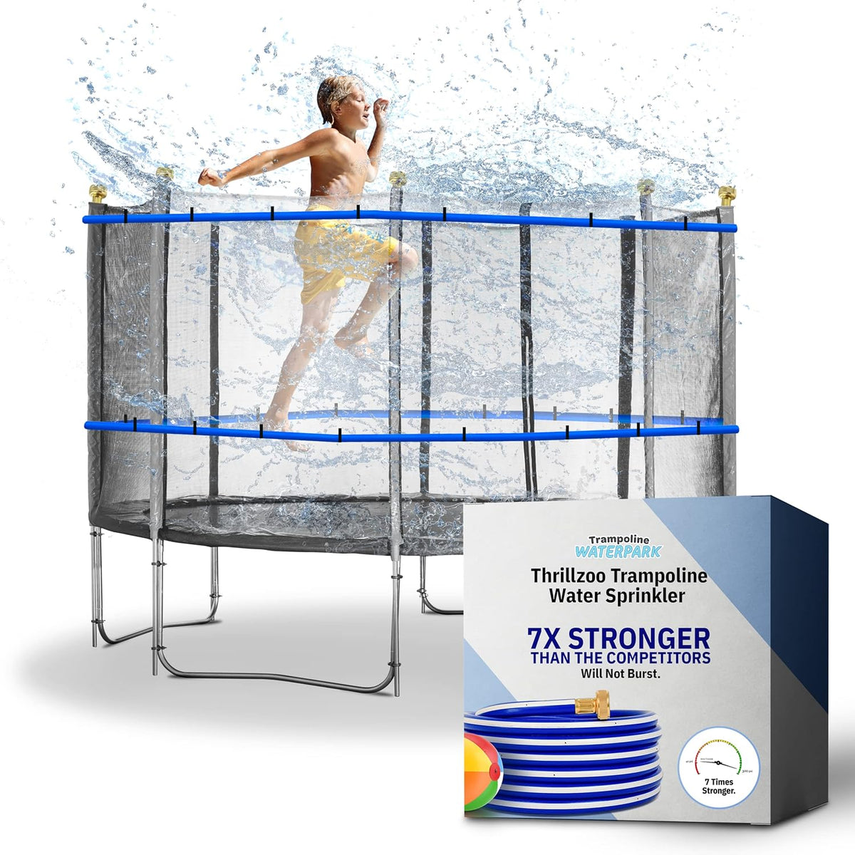 Trampoline Sprinkler Waterpark, Heavy Duty Hose – Fun for Kids & Family - Premium Waterpark