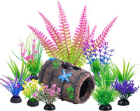 Ameliade 11 Aquarium Plants & Fish Tank Broken Barrel Cave