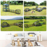 Cat Play Tunnel + Cube for Indoor and Outdoor, Cat Playpen - 3pcs Cube with 2 Tunnels - image 4
