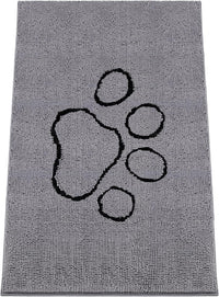 Absorbent Dog Door Mat for Muddy Paws - 72"L x 48"W x 1" Th / Grey with Paw