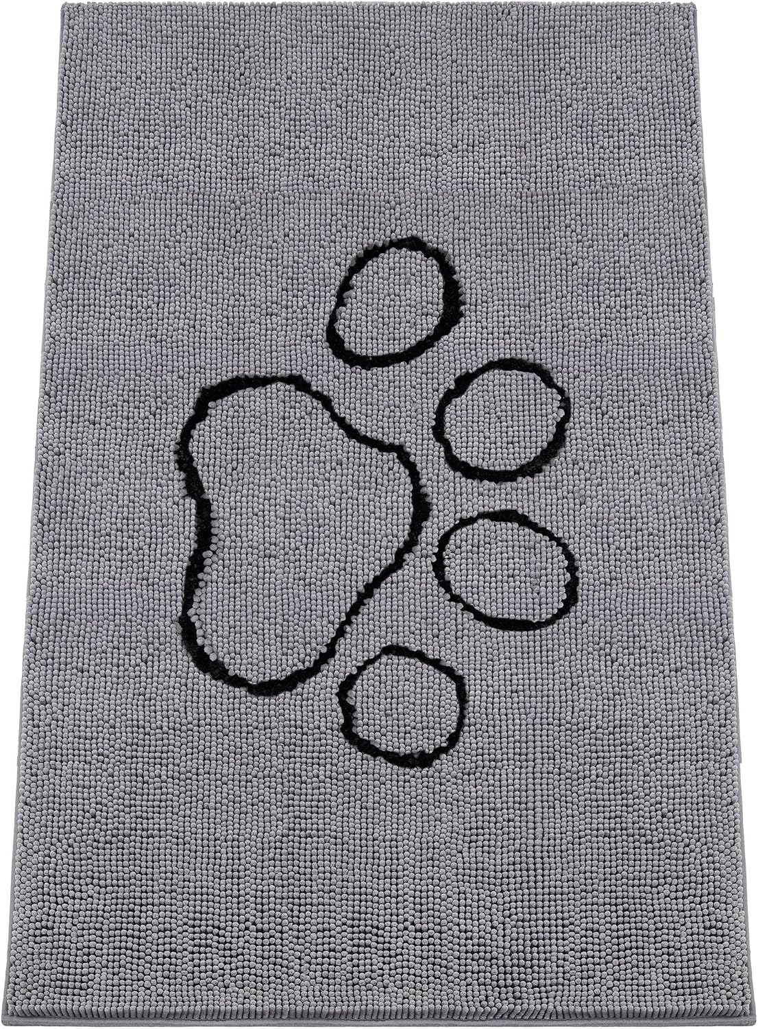 Absorbent Dog Door Mat for Muddy Paws - 72"L x 48"W x 1" Th / Grey with Paw