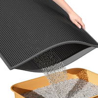ESTHELLO Cat Litter Mat Honeycomb Double Layer Design 24’’ x 15’’ Gray – Daily Care for Cats - Black / 24x15 Inch